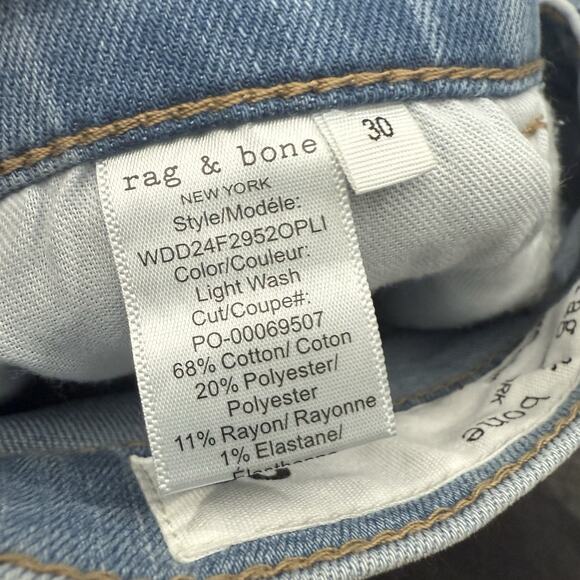 Rag & Bone Jeans Women 30 Serena High Rise Wide Leg Light Wash Raw Hem Denim - Picture 10 of 11